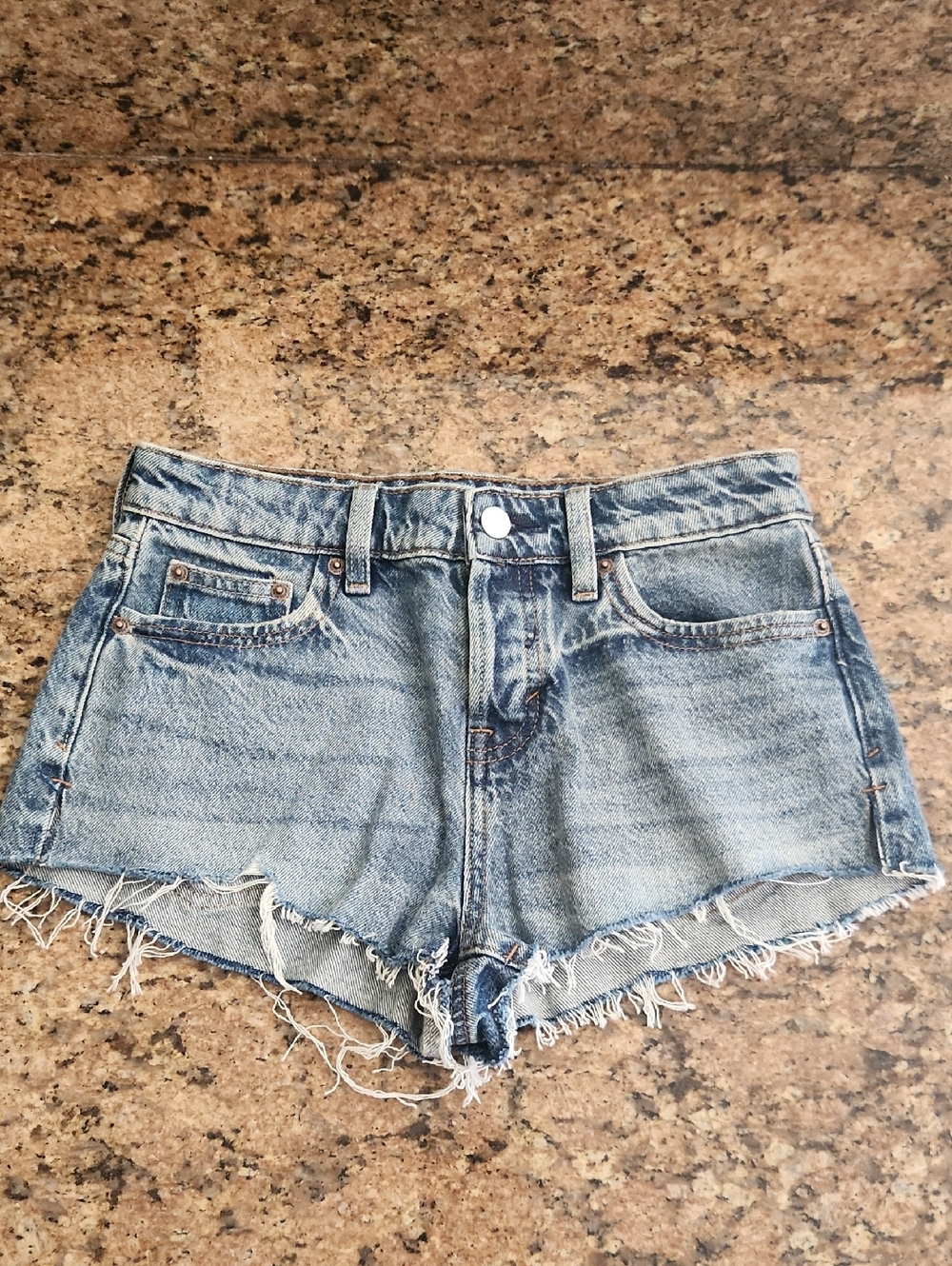 Brand New, Never Worn Pacsun Women's Light Blue Low-Rise Denim Shorts, Size 24